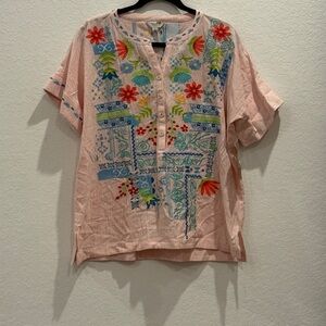 Tru Luxe Jeans Striped Embroidered Top